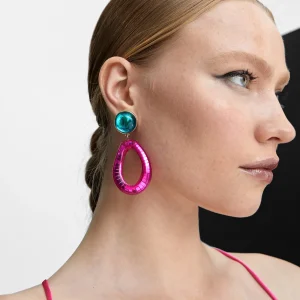 Lola Casademunt Bisuteria<Pendientes dos piezas de colores FUCSIA