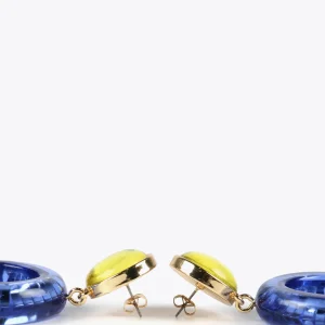 Lola Casademunt Bisuteria<Pendientes dos piezas de colores AZULELECTRICO