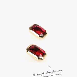 Lola Casademunt Bisuteria<Pendientes octogonales ROJO