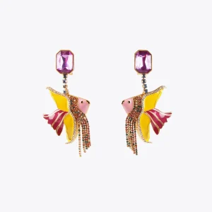Lola Casademunt Bisuteria<Pendientes pez de colores LILA-AMARILLO