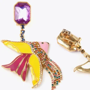 Lola Casademunt Bisuteria<Pendientes pez de colores LILA-AMARILLO