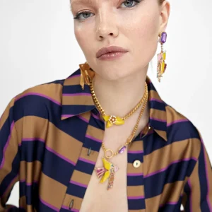 Lola Casademunt Bisuteria<Pendientes pez de colores LILA-AMARILLO