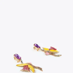Lola Casademunt Bisuteria<Pendientes pez de colores LILA-AMARILLO