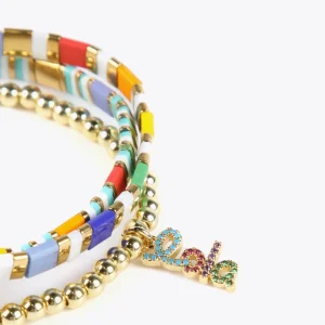 Lola Casademunt Bisuteria<Pulseras elásticas AZUL-VERDE