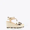 Lola Casademunt Calzado<Sandalia cuña animal print CRUDO-NEGRO