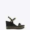 Lola Casademunt Calzado<Sandalia de cuña negra y tachas NEGRO-CRUDO