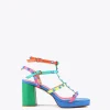 Lola Casademunt Calzado<Sandalia de tacón con tiras multicolor VERDE-ROSA