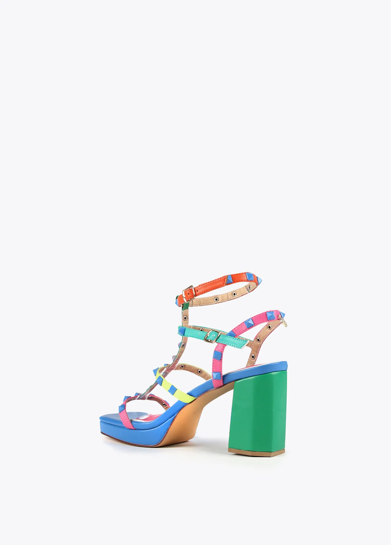 sandalia_de_tacn_con_tiras_multicolor_3.webp Lola Casademunt Calzado<Sandalia de tacón con tiras multicolor VERDE-ROSA