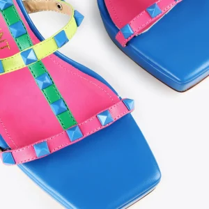 Lola Casademunt Calzado<Sandalia de tacón con tiras multicolor VERDE-ROSA