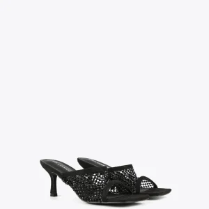 Lola Casademunt Calzado<Sandalia de tacón  y malla de strass NEGRO
