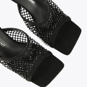Lola Casademunt Calzado<Sandalia de tacón y malla de strass NEGRO