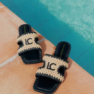 Lola Casademunt Calzado<Sandalia pala efecto rafia NEGRO-MARRON