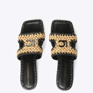 Lola Casademunt Calzado<Sandalia pala efecto rafia NEGRO-MARRON