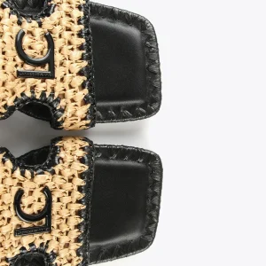 Lola Casademunt Calzado<Sandalia pala efecto rafia NEGRO-MARRON