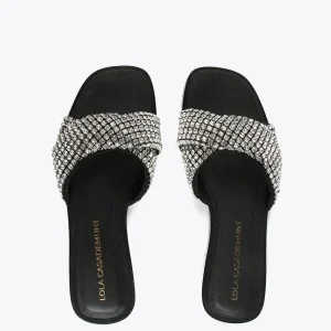 Lola Casademunt Calzado<Sandalia plana con pedreria NEGRO-METAL