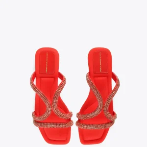 Lola Casademunt Calzado<Sandalia plana con pedreria ROJO