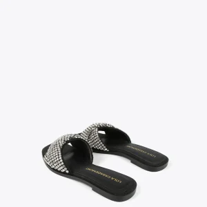 Lola Casademunt Calzado<Sandalia plana con pedreria NEGRO-METAL