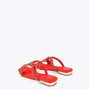 Lola Casademunt Calzado<Sandalia plana con pedreria ROJO