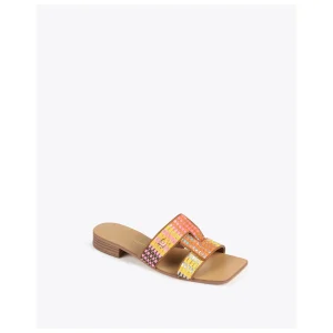 Lola Casademunt Calzado<Sandalia plana efecto rafia multicolor MARRON-NARANJA