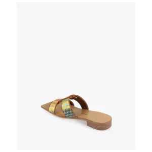 Lola Casademunt Calzado<Sandalia plana efecto rafia multicolor MARRON-NARANJA