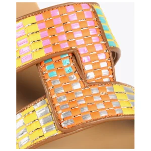 Lola Casademunt Calzado<Sandalia plana efecto rafia multicolor MARRON-NARANJA