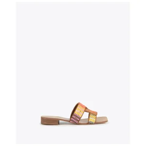 Lola Casademunt Calzado<Sandalia plana efecto rafia multicolor MARRON-NARANJA