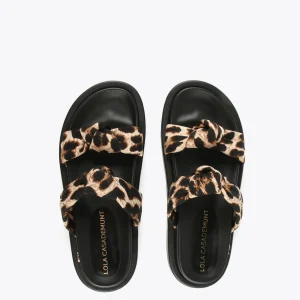 Lola Casademunt Calzado | Baño<Sandalia plana tiras estampado animal MARRON-NEGRO