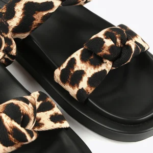 Lola Casademunt Calzado | Baño<Sandalia plana tiras estampado animal MARRON-NEGRO