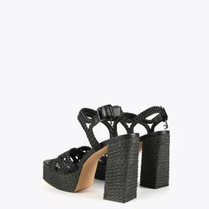 Lola Casademunt Calzado<Sandalia plataforma y efecto crochet NEGRO