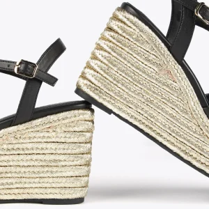 Lola Casademunt Calzado<Sandalia tipo cuña metalizada NEGRO-CRUDO