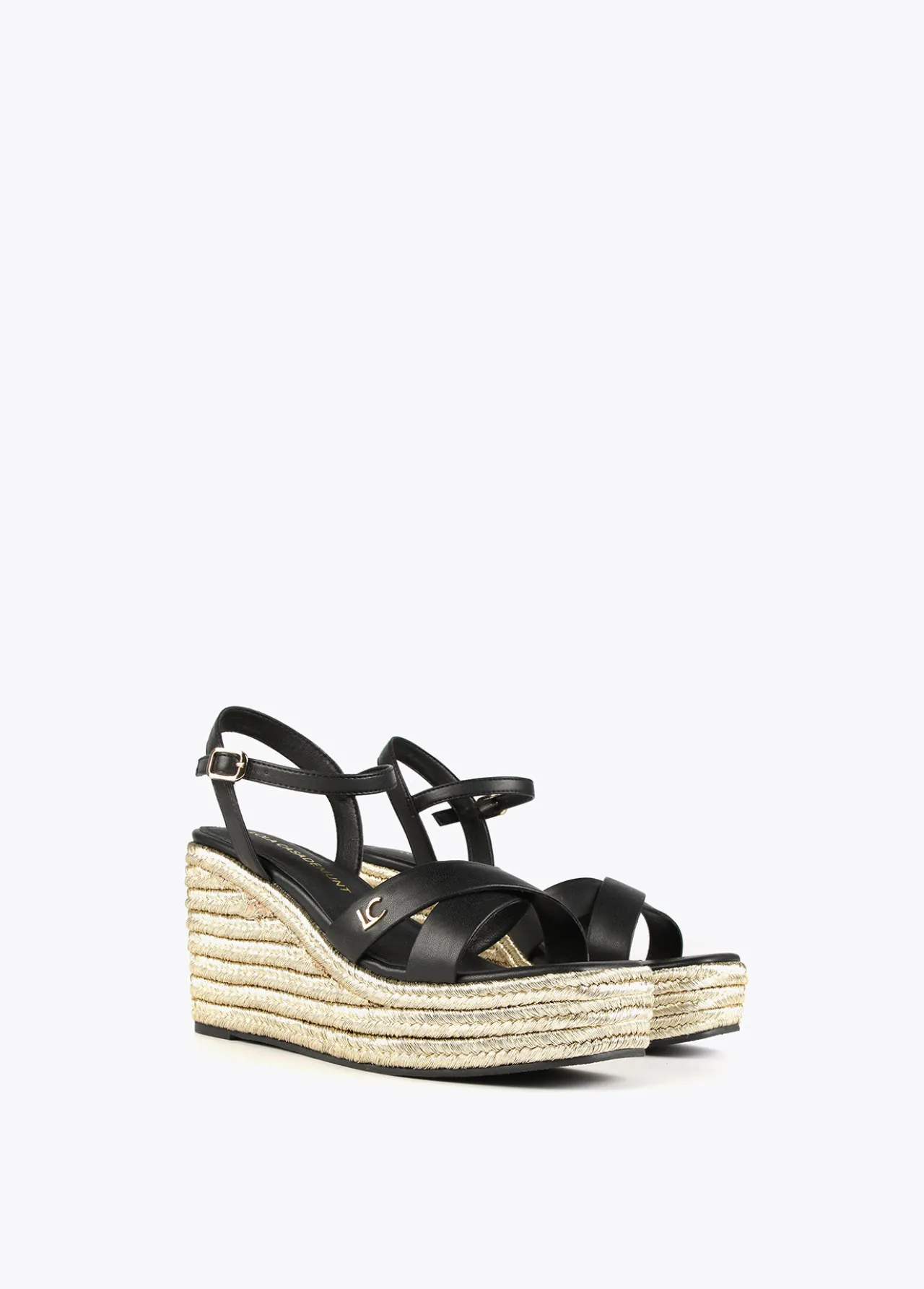 sandalia_tipo_cua_metalizada_2-1.webp Lola Casademunt Calzado<Sandalia tipo cuña metalizada NEGRO-CRUDO