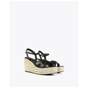 Lola Casademunt Calzado<Sandalia tipo cuña metalizada NEGRO-CRUDO