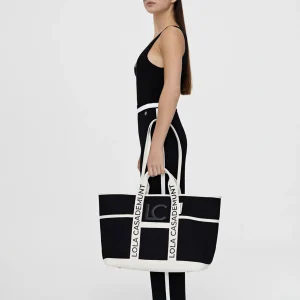 Lola Casademunt Bolsos<Shopper Canvas con asas logotipadas NEGRO-CRUDO