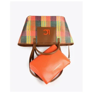 Lola Casademunt Bolsos<Shopper doble asa multicolor MARRON-NARANJA