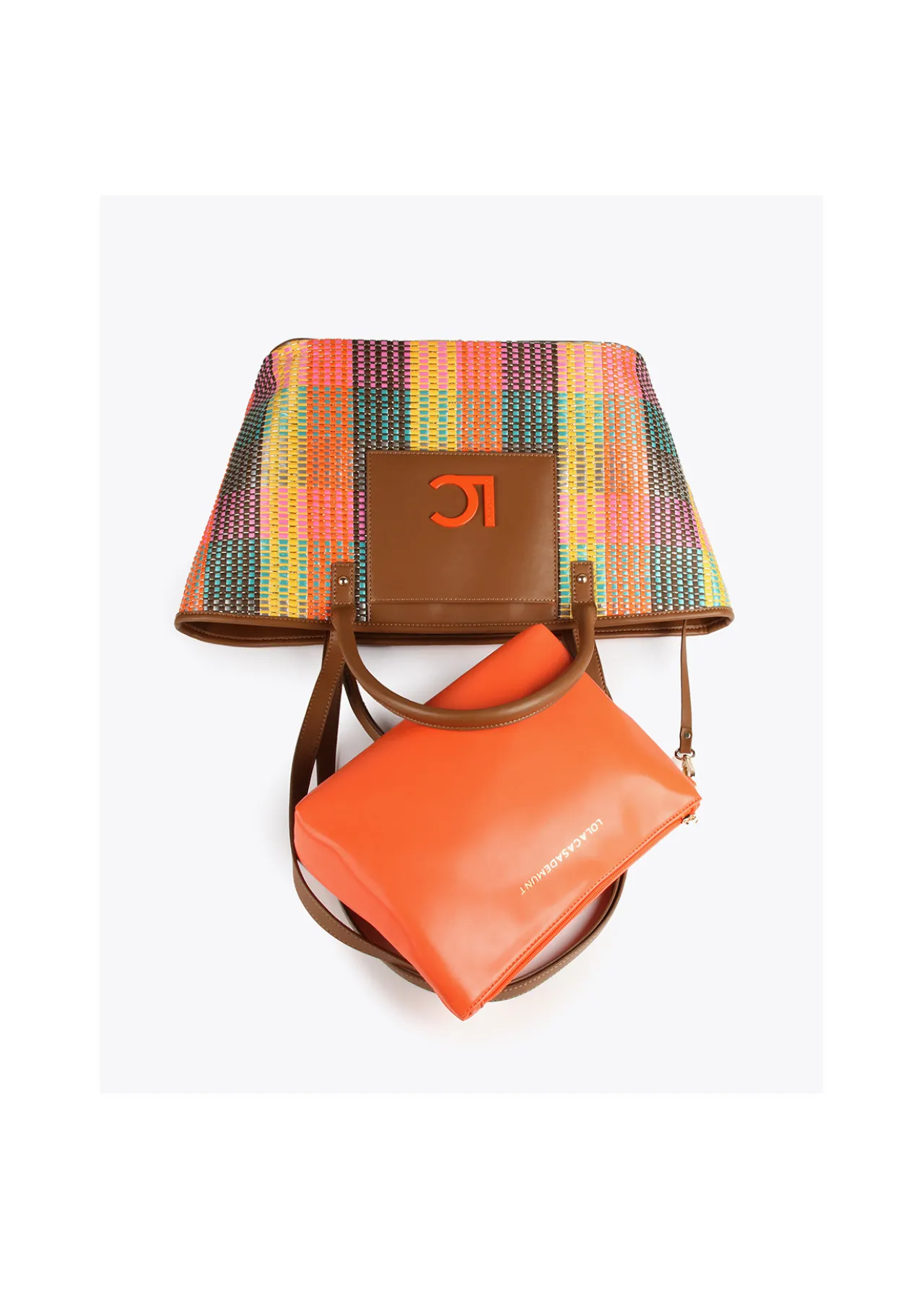 Lola Casademunt Bolsos<Shopper doble asa multicolor MARRON-NARANJA