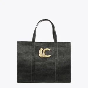 Lola Casademunt Bolsos Shopper | Bolsos De Hombro<Shopper efecto piel cocodrilo NEGRO