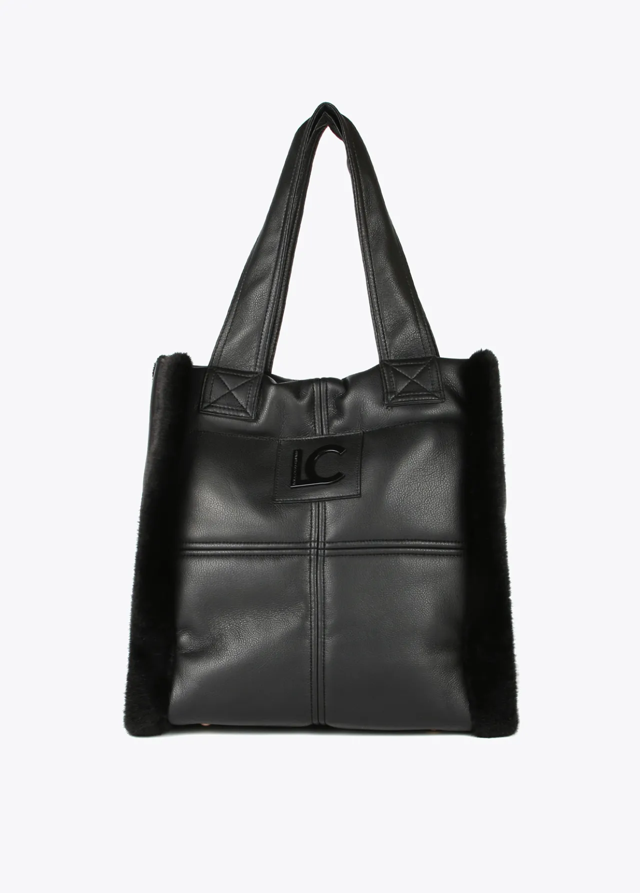 shopper_efecto_piel_y_pelo_0-1.webp Lola Casademunt Bolsos Shopper | Bolsos De Hombro<Shopper efecto piel y pelo NEGRO
