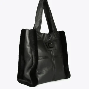 Lola Casademunt Bolsos Shopper | Bolsos De Hombro<Shopper efecto piel y pelo NEGRO