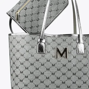 Lola Casademunt Bolsos Shopper | Bolsos De Hombro<Shopper gris monograma NEGRO-GRIS