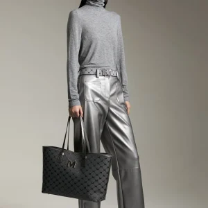 Lola Casademunt Bolsos Shopper | Bolsos De Hombro<Shopper gris monograma NEGRO-GRIS
