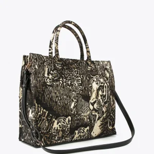 Lola Casademunt Animal Print | Bolsos Shopper<Shopper jacquard NEGRO-METAL