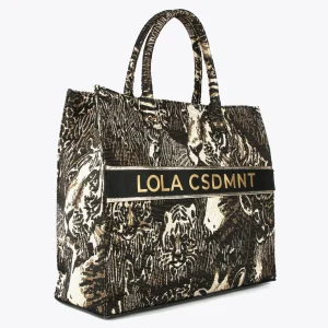 Lola Casademunt Animal Print | Bolsos Shopper<Shopper jacquard NEGRO-METAL