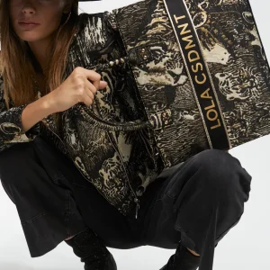 Lola Casademunt Animal Print | Bolsos Shopper<Shopper jacquard NEGRO-METAL