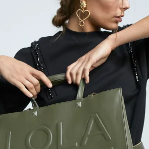 Lola Casademunt Bolsos Shopper | Bolsos De Hombro<Shopper logo relieve KAKI