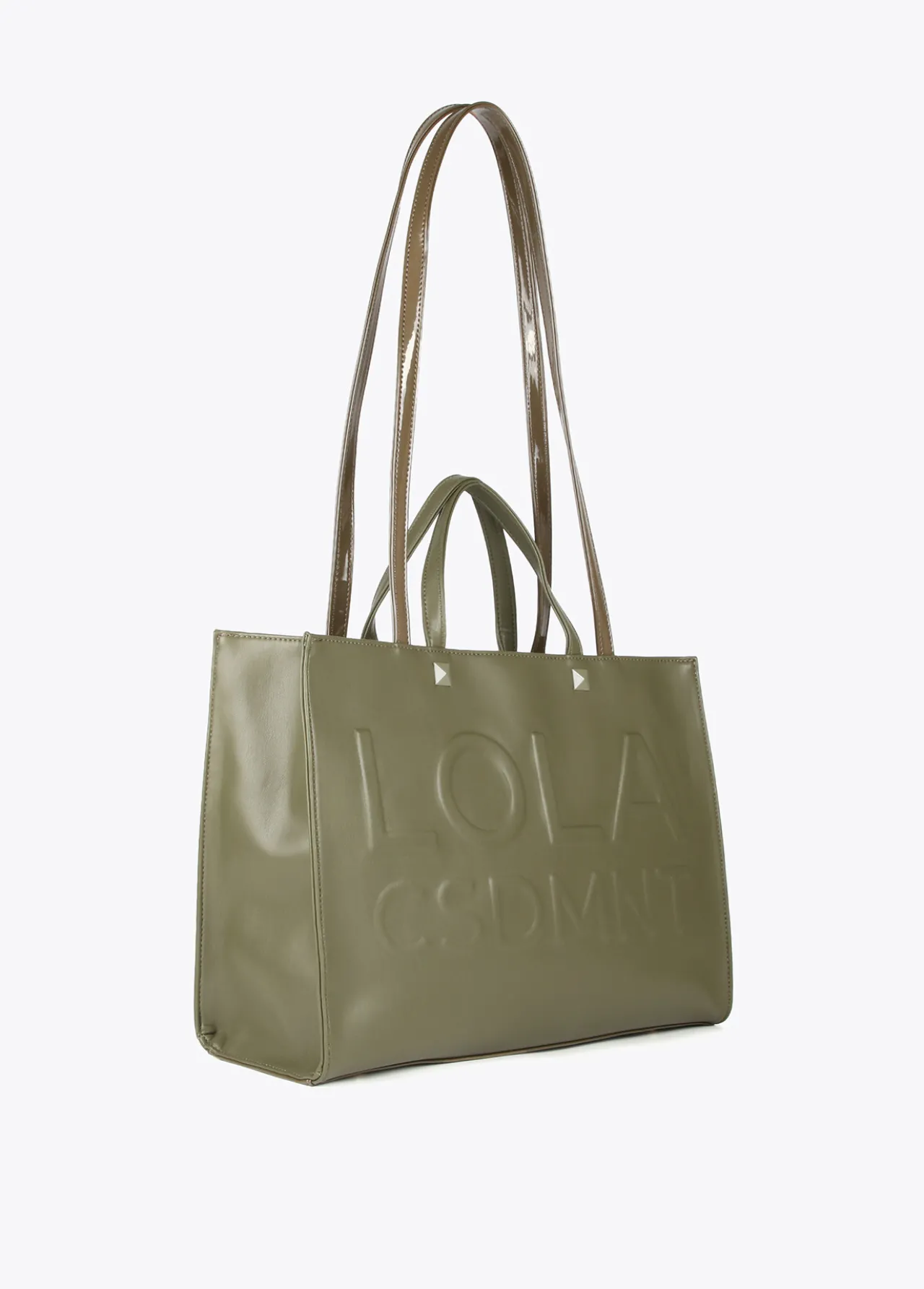 shopper_logo_relieve_6-1.webp Lola Casademunt Bolsos Shopper | Bolsos De Hombro<Shopper logo relieve KAKI