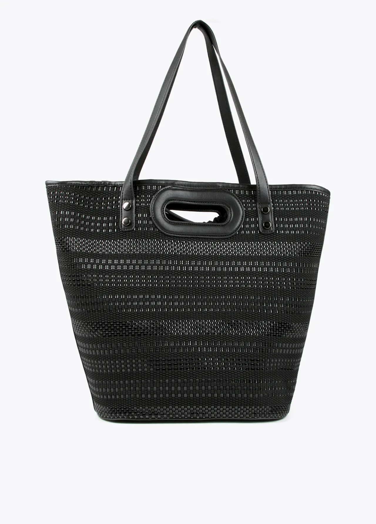 shopper_material_trenzado_negro_5.webp Lola Casademunt Bolsos<Shopper material trenzado NEGRO