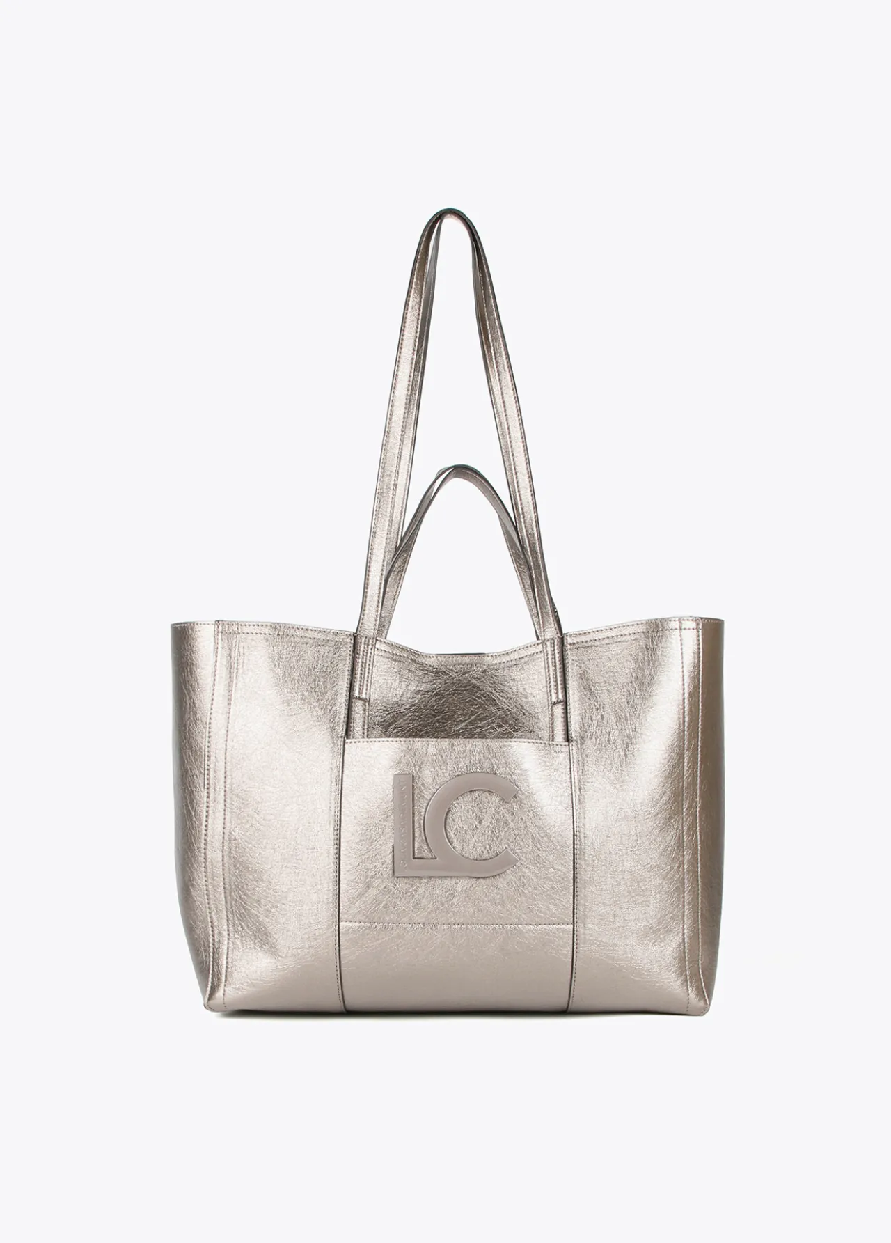 shopper_metalizado_0.webp Lola Casademunt Bolsos Shopper | Bolsos De Hombro<Shopper metalizado PLATEADO