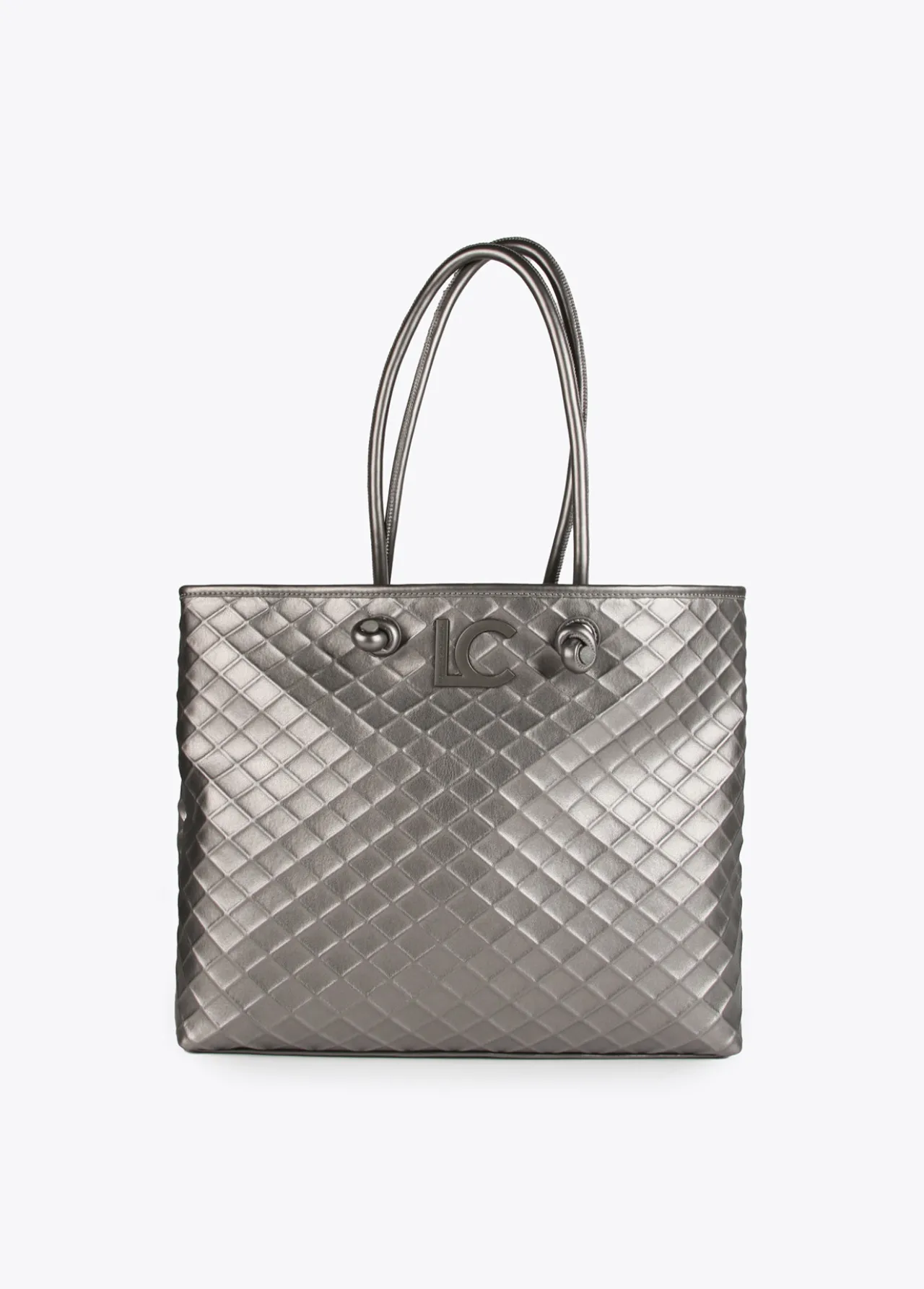 shopper_rombos_relieve_0.webp Lola Casademunt Bolsos Shopper | Bolsos De Hombro<Shopper rombos relieve GRIS