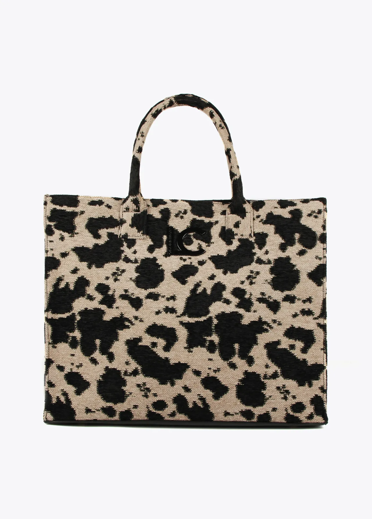 shopper_tejido_animal_0.webp Lola Casademunt Bolsos Shopper | Bolsos Grandes<Shopper tejido animal CRUDO-NEGRO