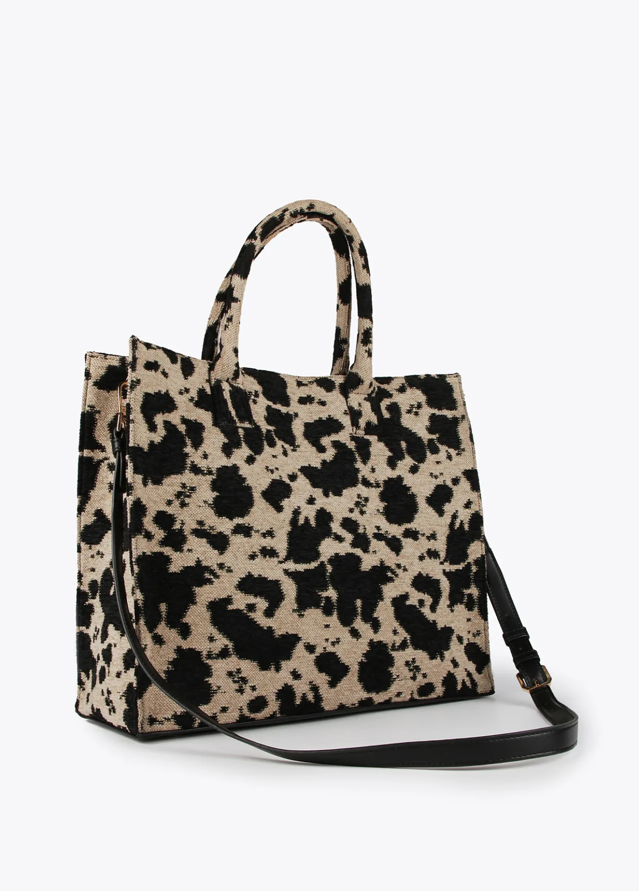 shopper_tejido_animal_3.webp Lola Casademunt Bolsos Shopper | Bolsos Grandes<Shopper tejido animal CRUDO-NEGRO